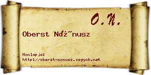 Oberst Nónusz névjegykártya